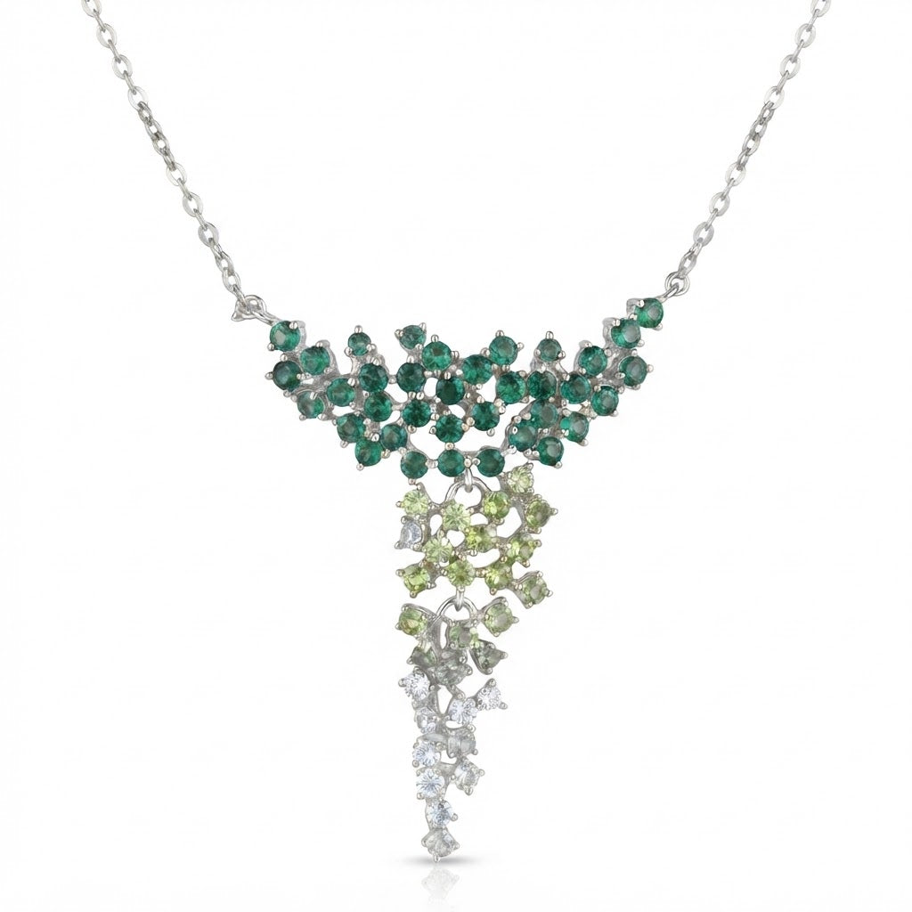 Collar Plata Cascada Multi Esmeralda