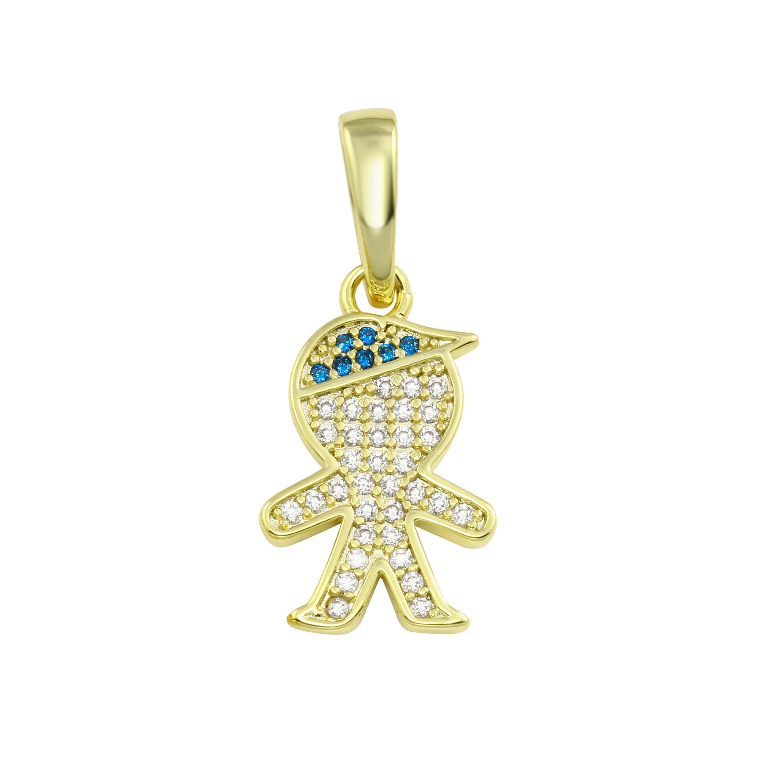 Dije Dorado Boy Zirconias Blue