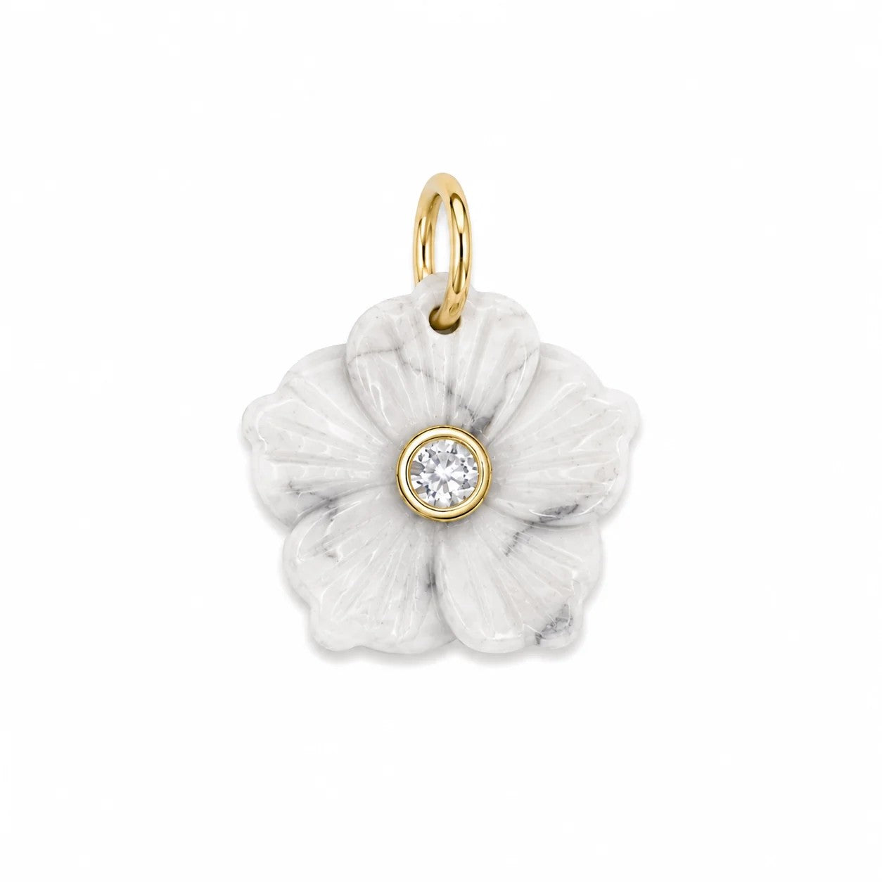 Dije Dorado Flower Mármol Besel - Blanco