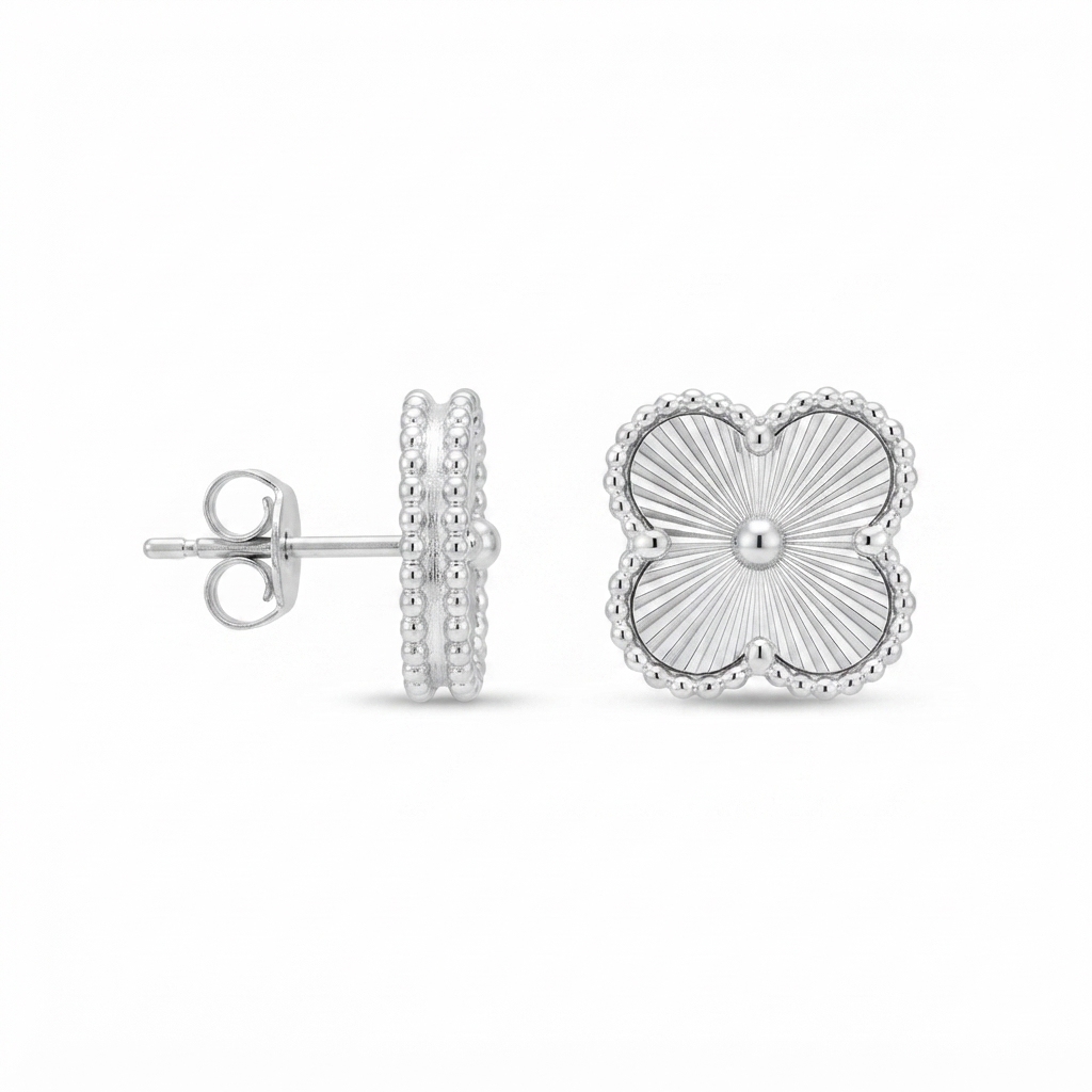 Aretes Van Cleef Grande - Plata / Rayado