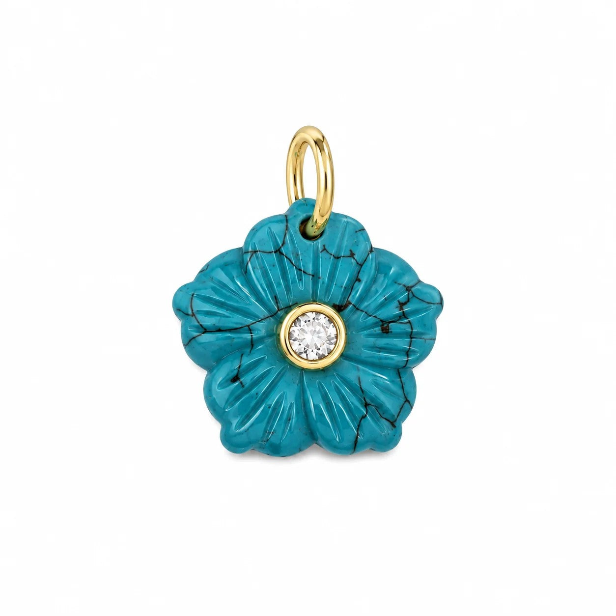 Dije Dorado Flower Mármol Besel - Turquesa