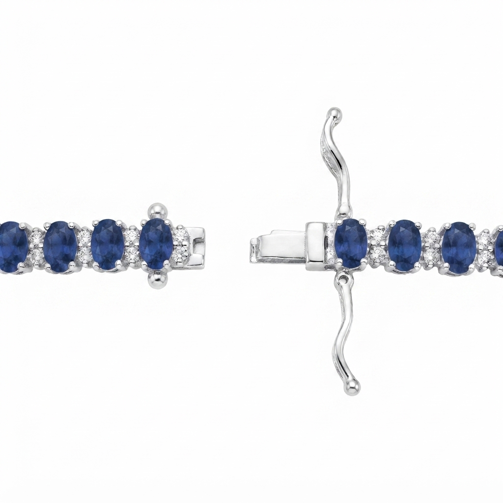 Pulsera Plata 2 Zirconias Minis 1 Óvalo | Zafiro