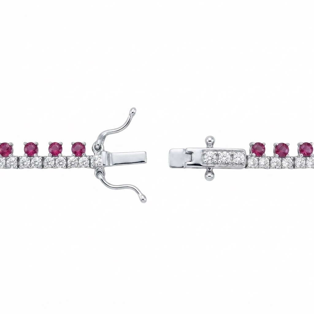 Riviera Plata Zirconia Picos Abajo - Rubí