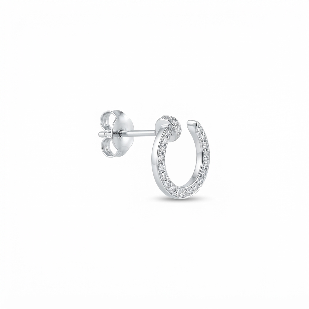 Aretes Clavo en C Zirconia - Plata