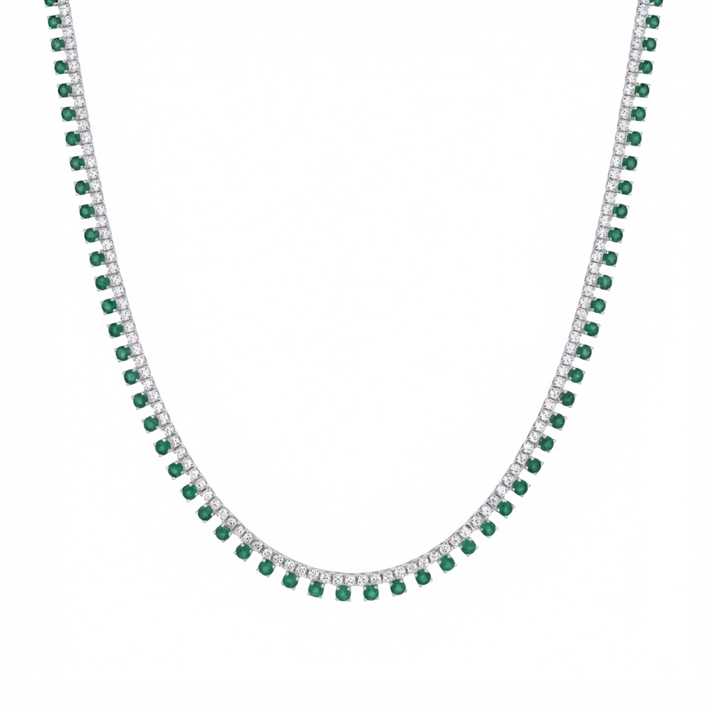 Riviera Plata Zirconia Picos Abajo - Esmeralda
