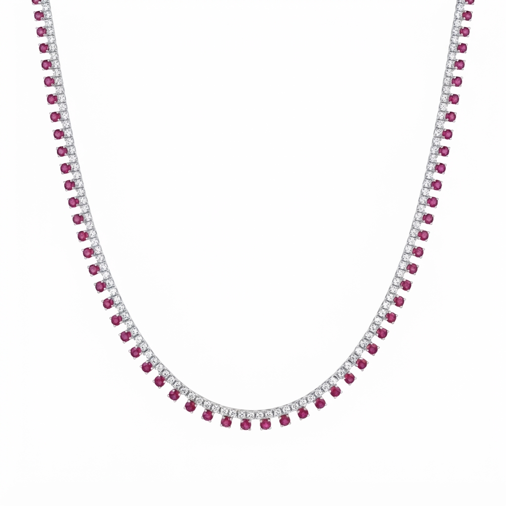 Riviera Plata Zirconia Picos Abajo - Rubí