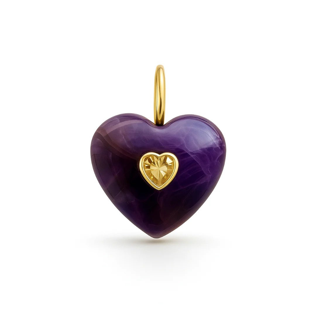 Dije Dorado Heart Gem - Purple