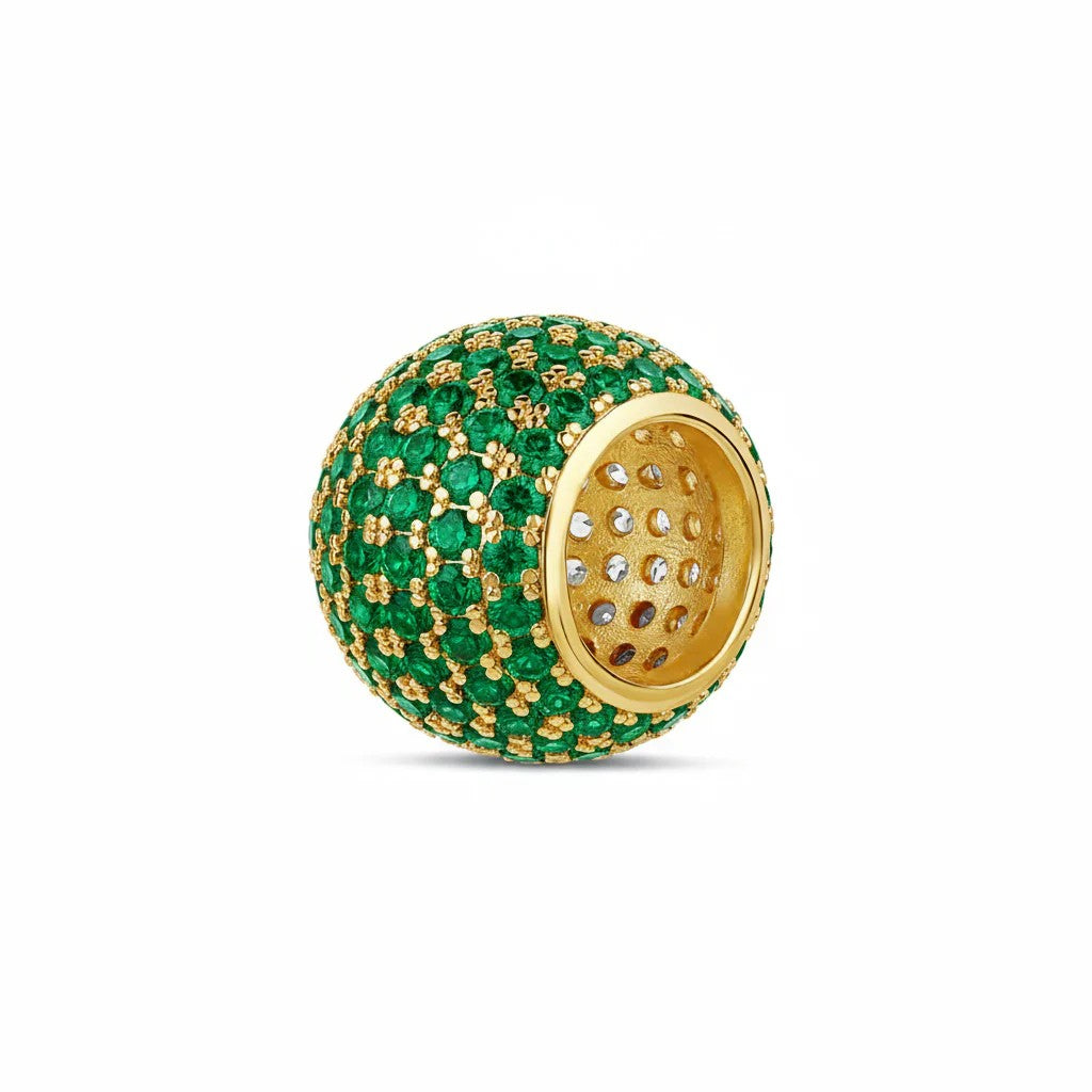 Dije Full Pave Spacer - Dorado / Esmeralda