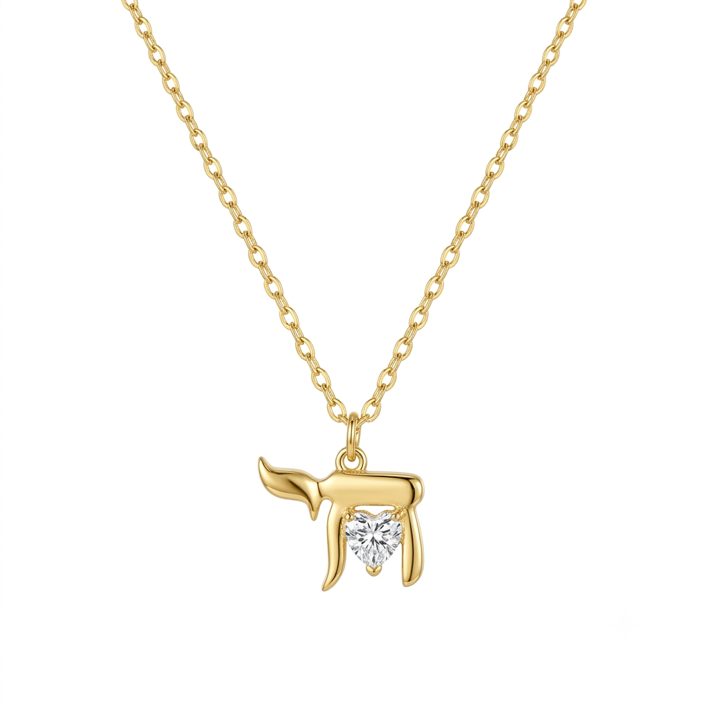 Collar Dorado Chai Corazón Zirconia