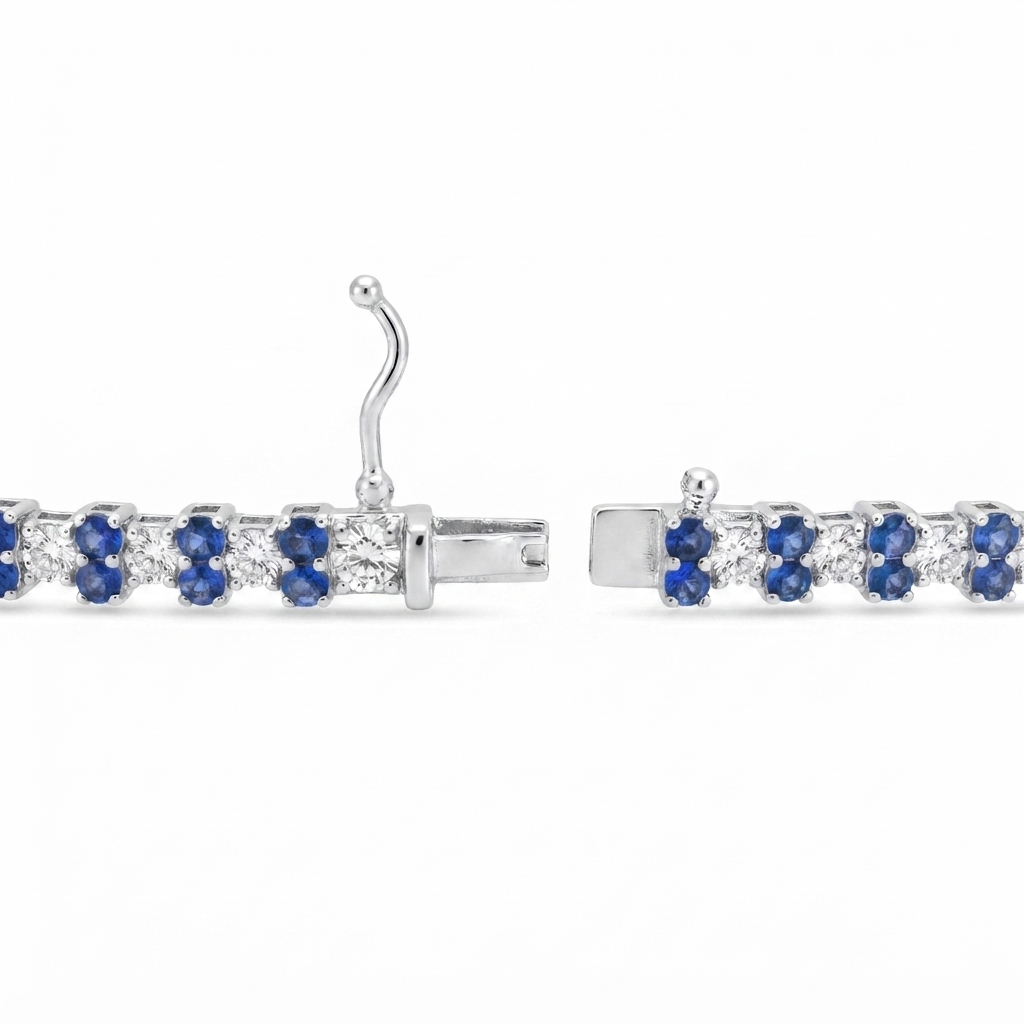 Pulsera Plata 1 Zirconia y 2 Minis 2.0 mm | Zafiros