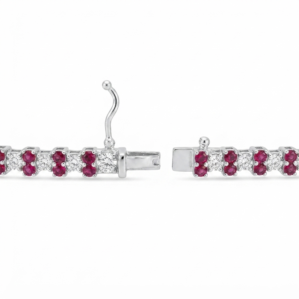 Pulsera Plata 1 Zirconia y 2 Minis 2.0 mm | Rubís Black