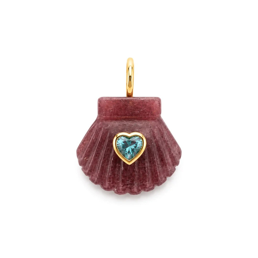 Dije Dorado Coastal Stoned Shell Corazón - Brown / Azul