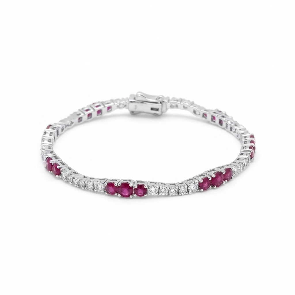 Pulsera Plata Zirconia 3 Degradé | Rubí
