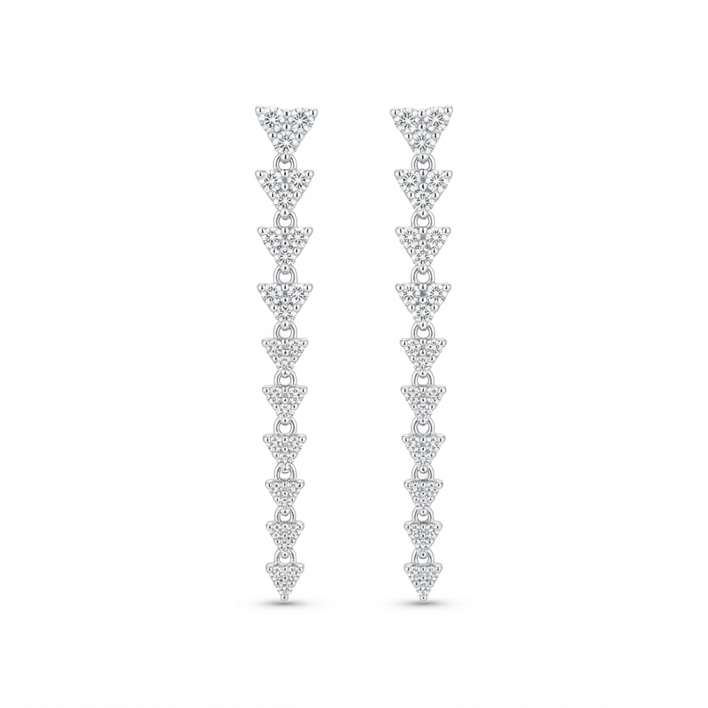 Aretes 10 Triángulos Zirconia Degradé - Plata