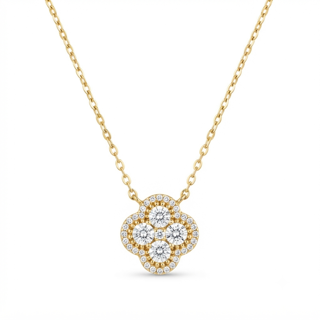 Juego Flor Van Cleef - Dorado / Zirconias