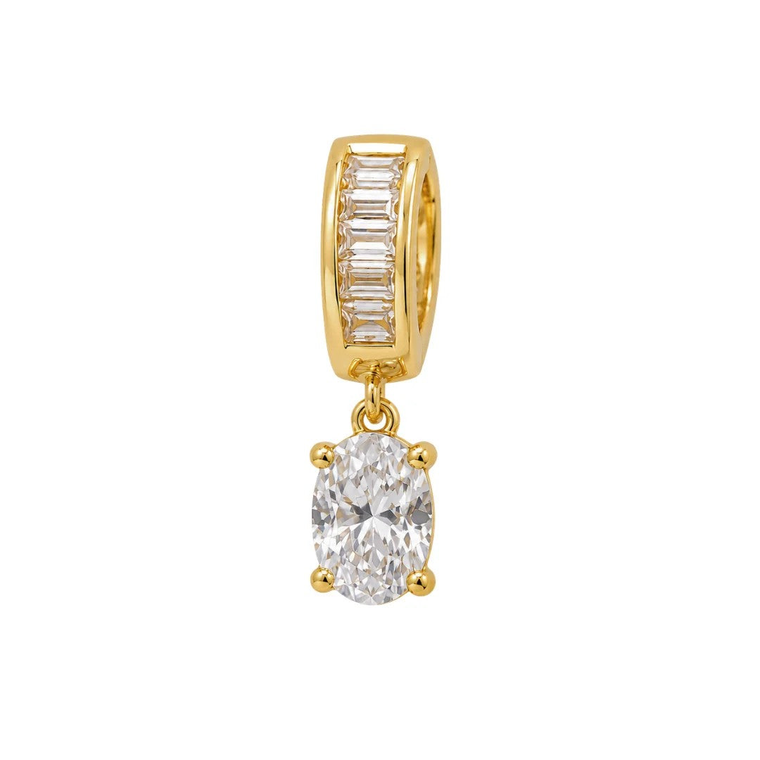Dije Dorado Diamond Baguettes Drip Spacer Oval