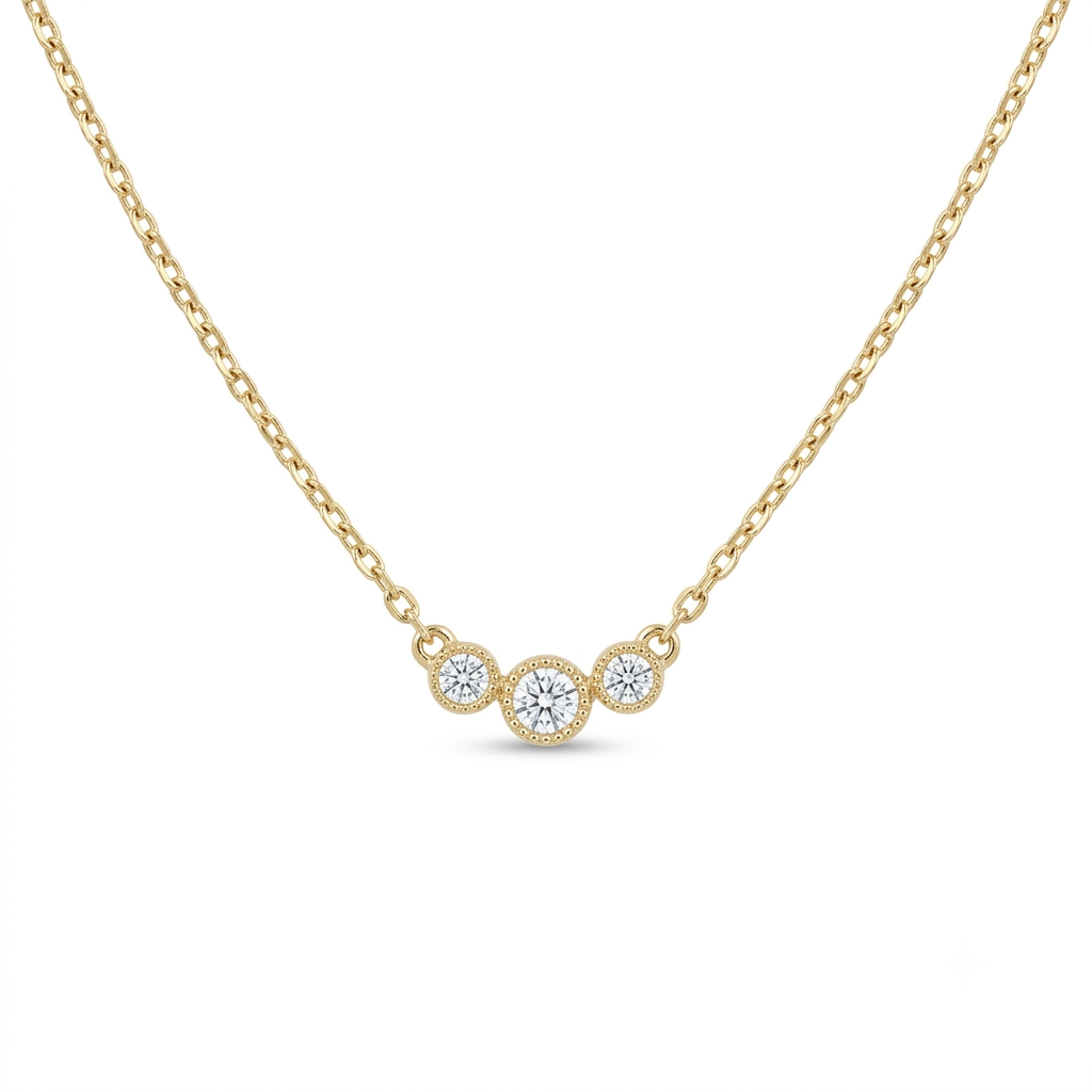 Collar 3 Círculos Juntos Zirconia - Dorado
