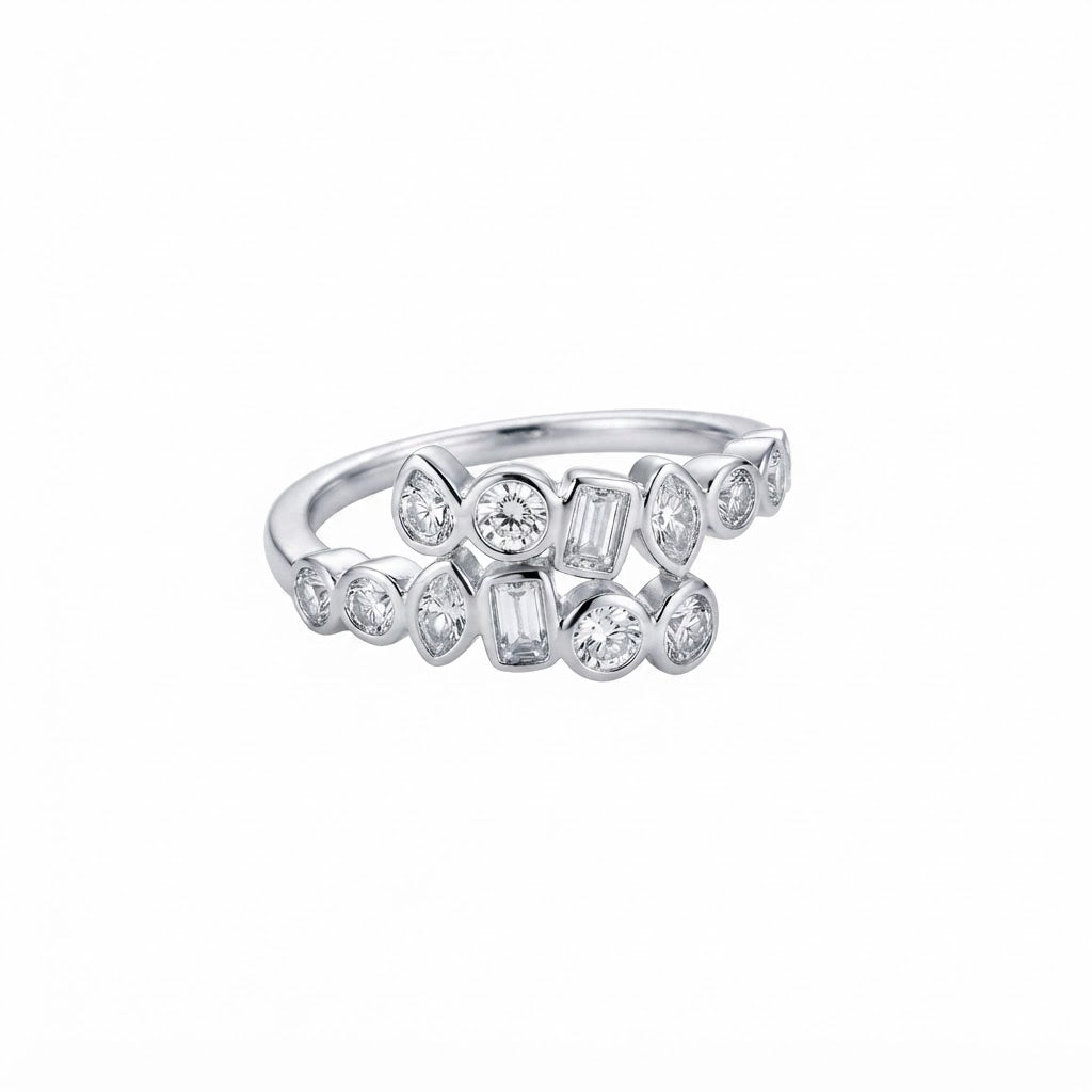 Anillo Plata Doble Varias Figuras Besel Zirconias