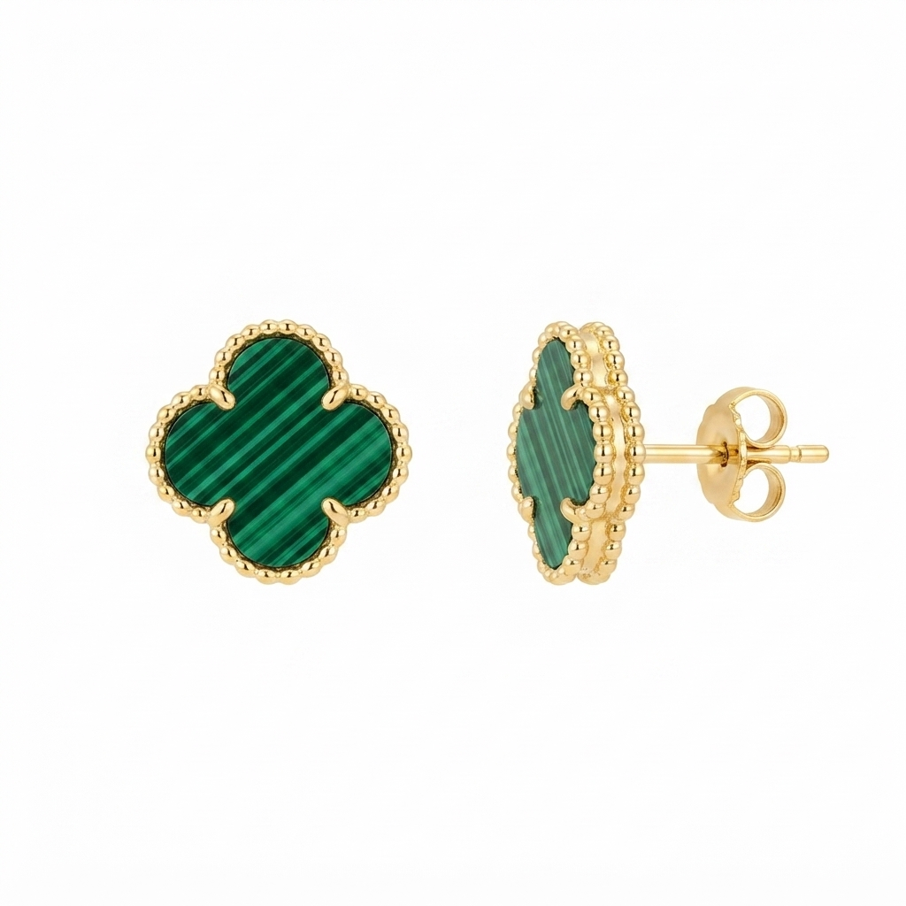 Aretes Van Cleef Mediano - Dorado / Malaquita
