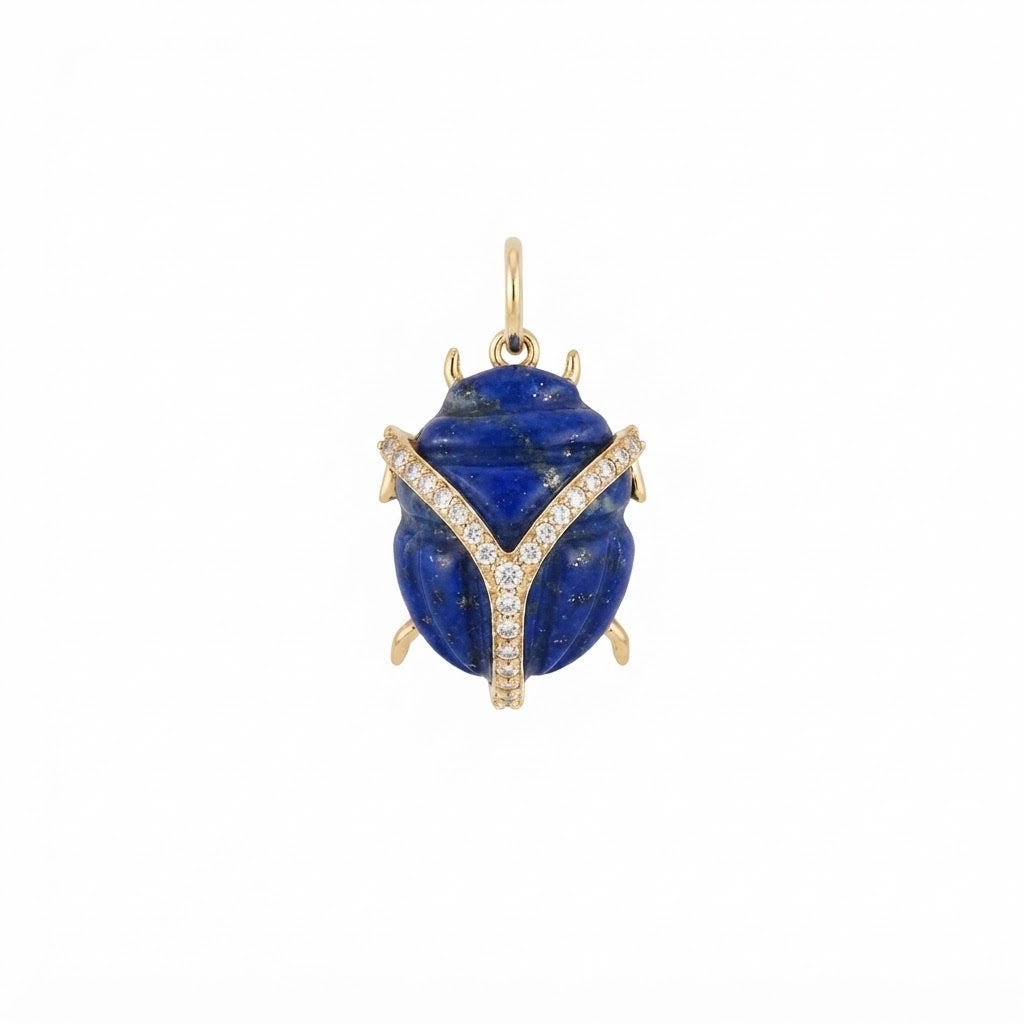 Dije Escarabajo Chico - Dorado / Iaps Azul