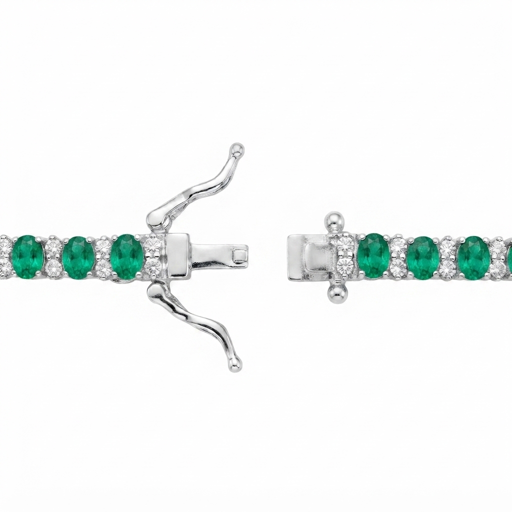 Riviera Plata Óvalos Degradé Zirconia - Esmeralda