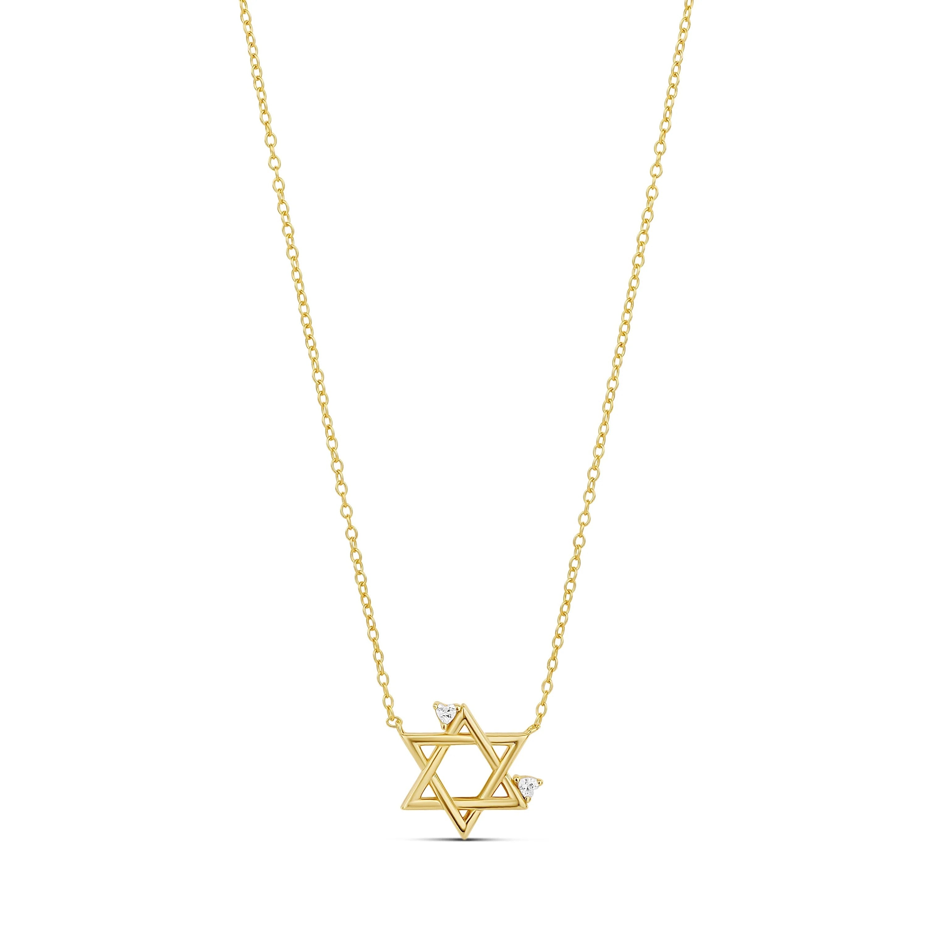 Collar Petite Heart Star of David - Dorado