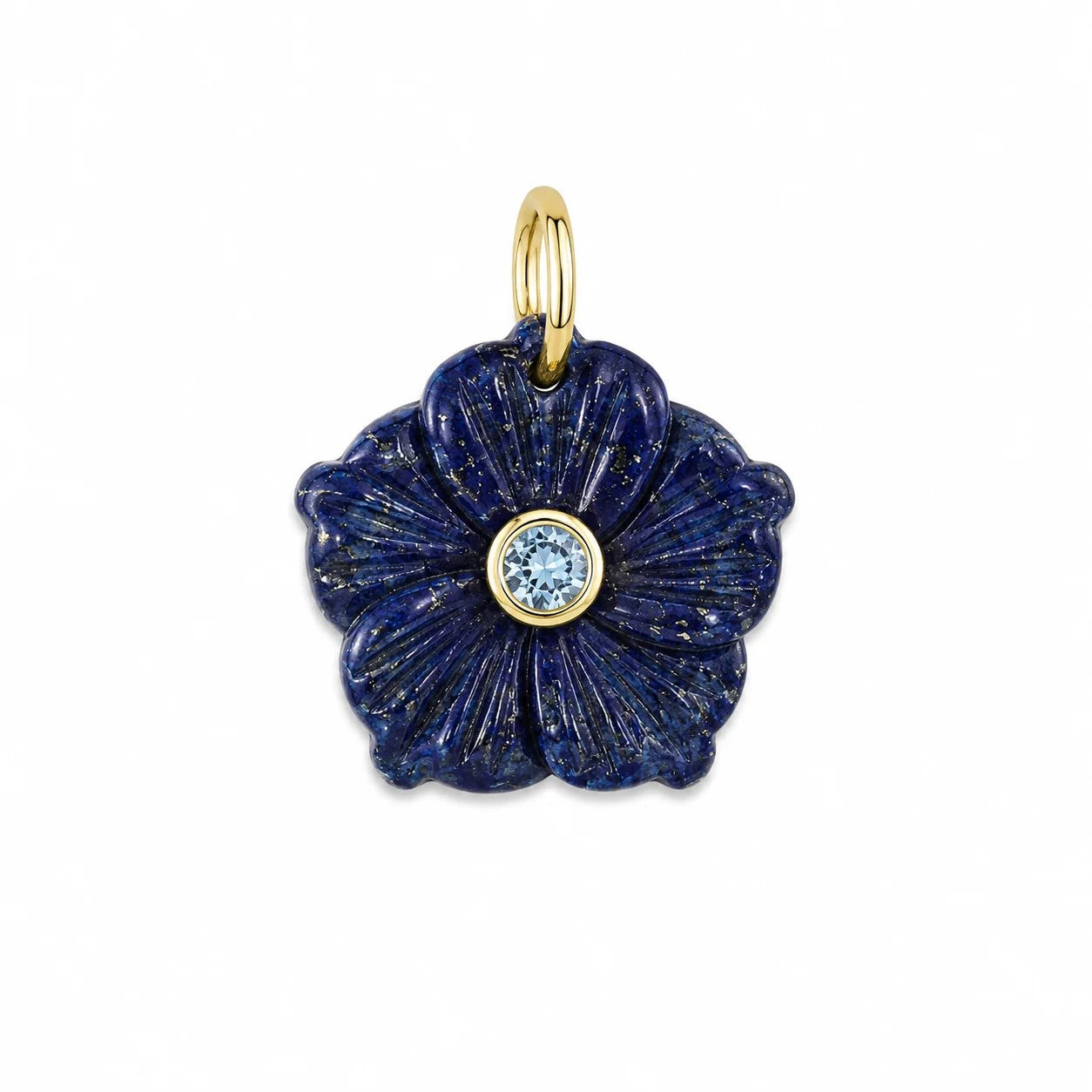 Dije Dorado Flower Mármol Besel - Azul