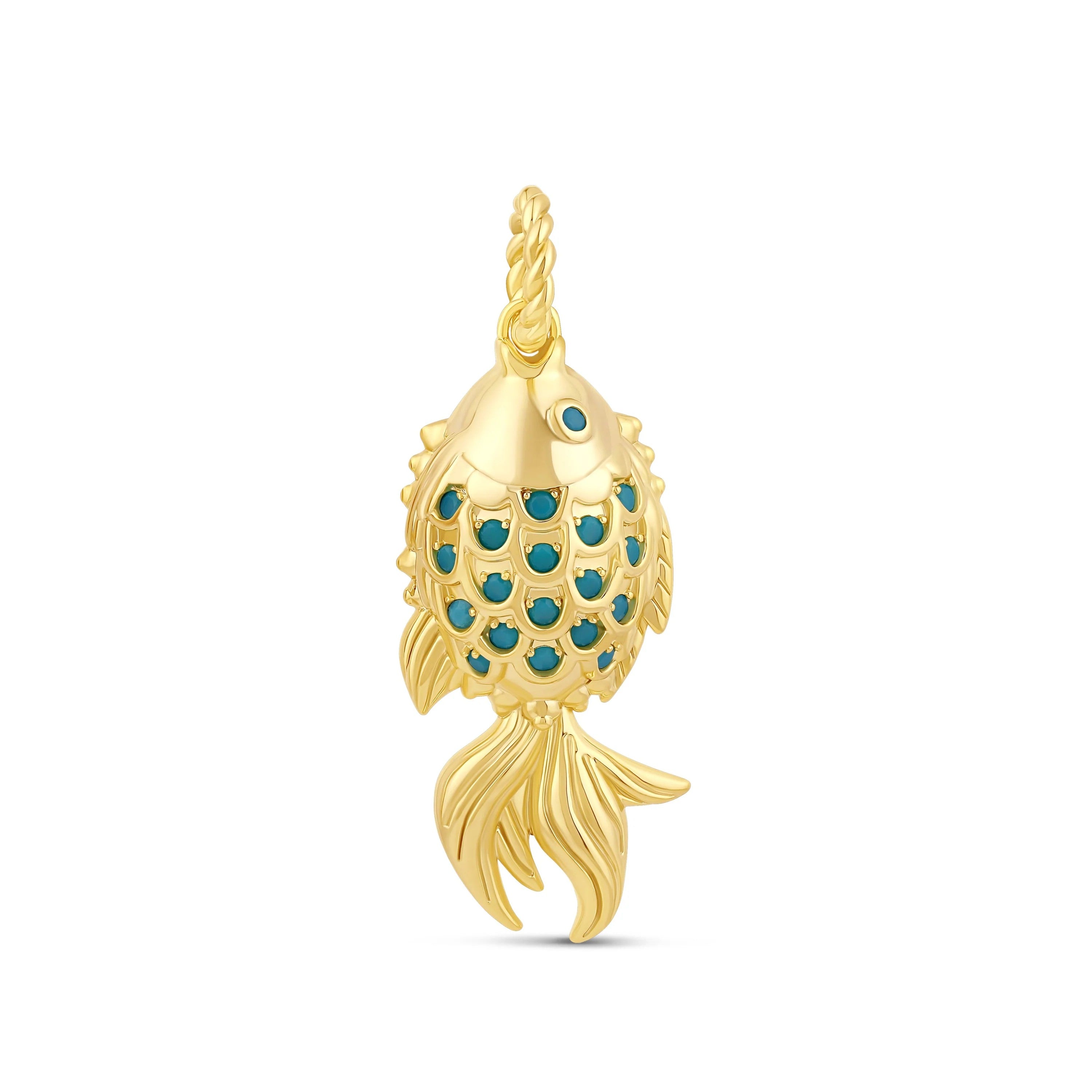 Dije Dorado Fortune Fish - Turquesa