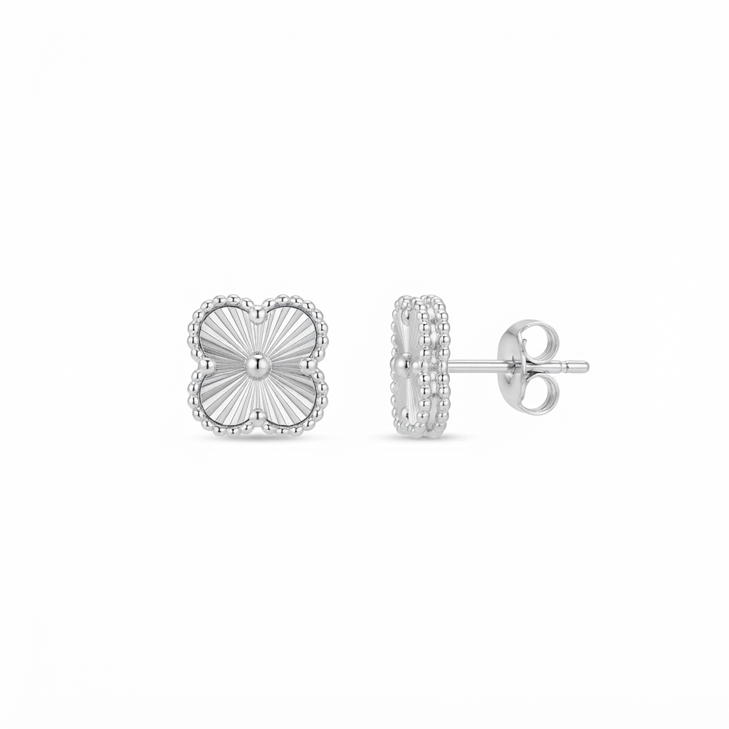 Aretes Van Cleef - Plata / Rayado
