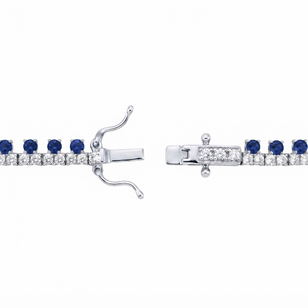 Riviera Plata Zirconia Picos Abajo - Zafiro