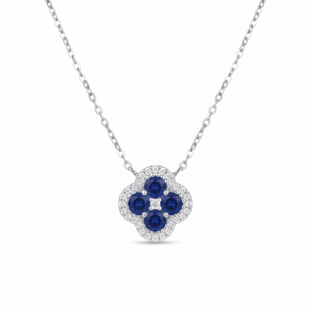 Juego Flor Van Cleef - Plata / Zafiro