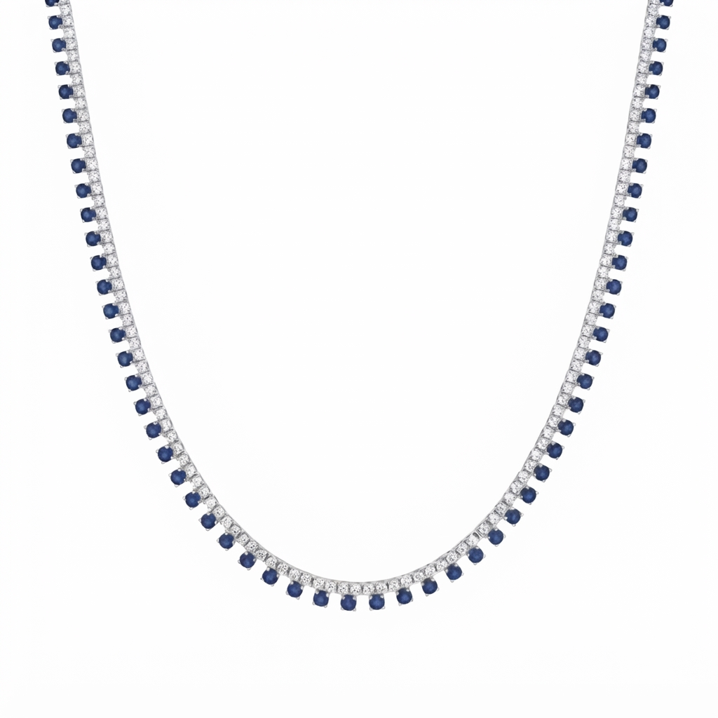 Riviera Plata Zirconia Picos Abajo - Zafiro