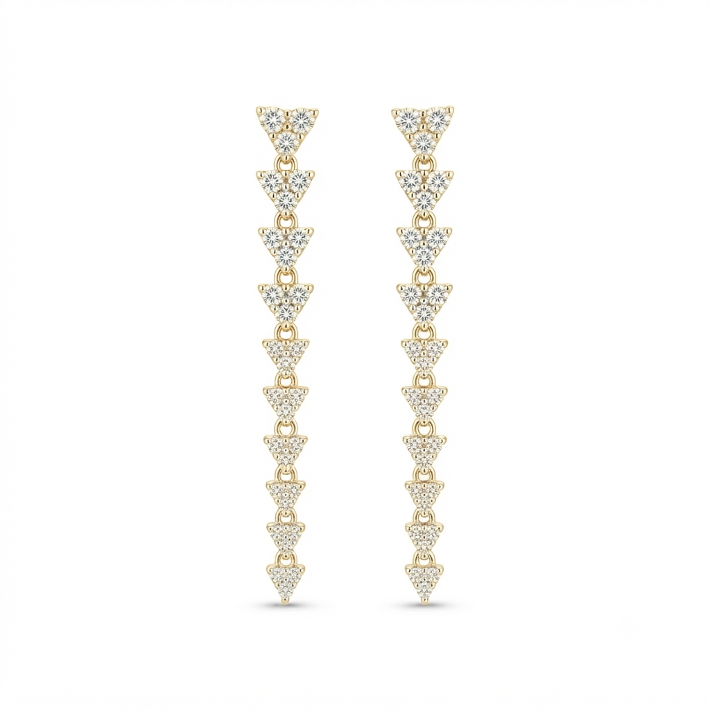 Aretes 10 Triángulos Zirconia Degradé - Dorado