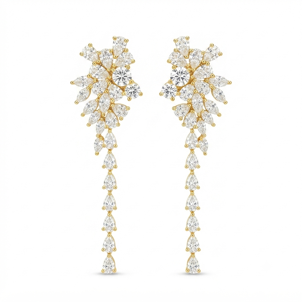 Aretes Cometa Cola 6 Gotas - Dorado / Zirconias