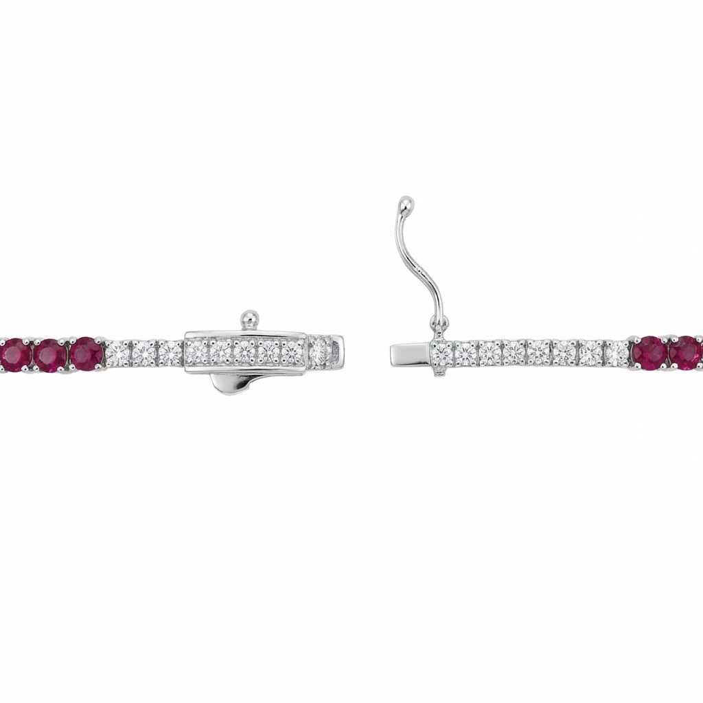 Pulsera Plata Zirconia 3 Degradé | Rubí