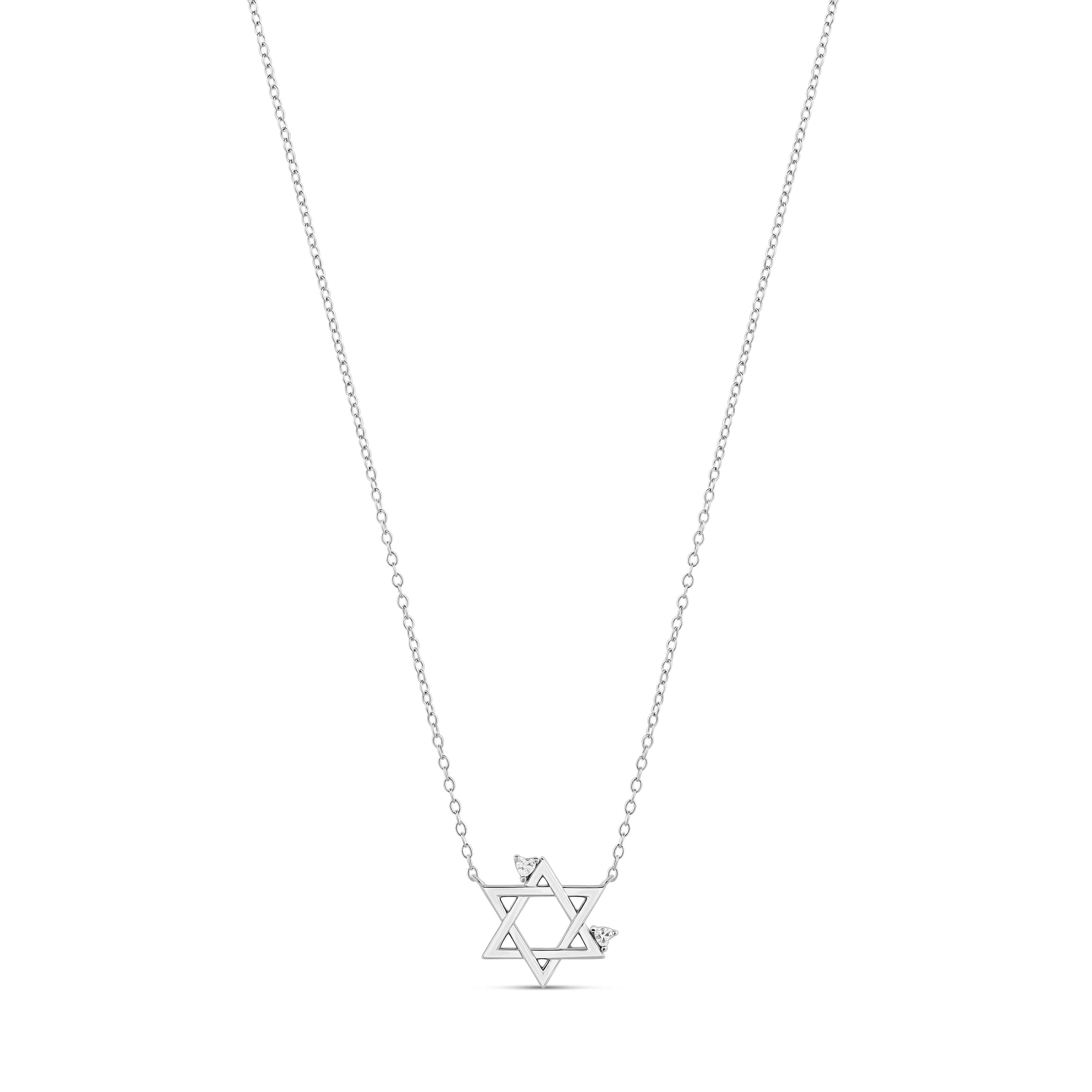 Collar Petite Heart Star of David - Plata