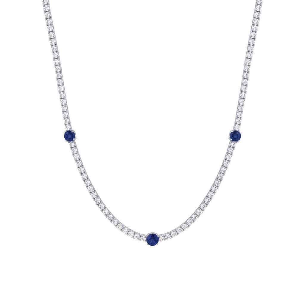 Riviera Plata Zirconia 3 Círculos 2.0 mm - Zafiro