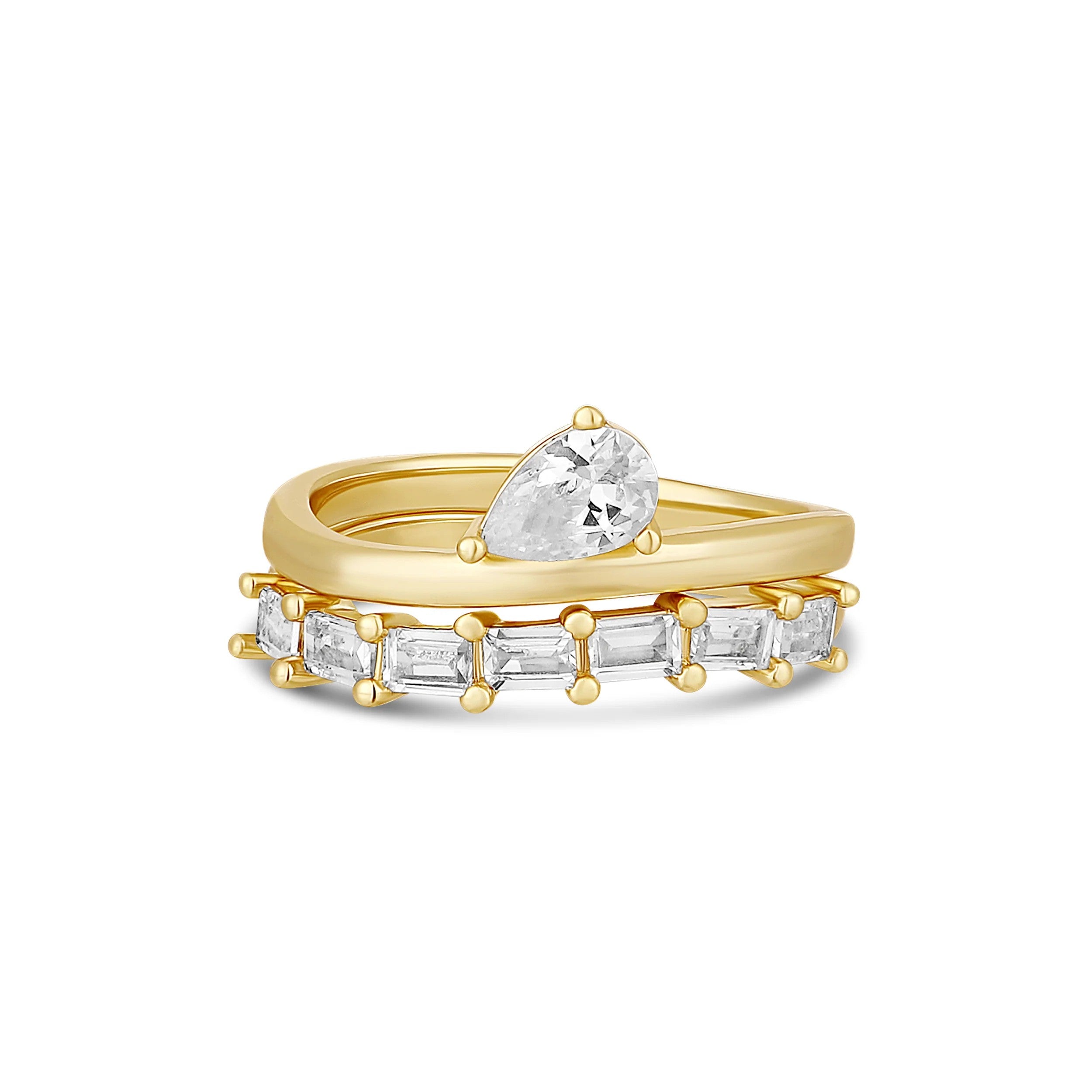 Anillo Dorado Doble Pear Luxe Stack