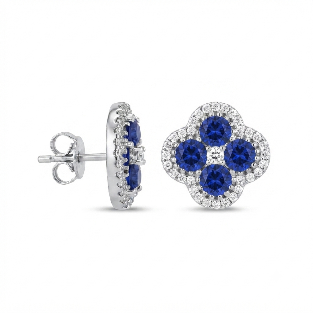 Juego Flor Van Cleef - Plata / Zafiro