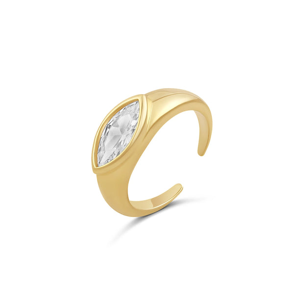 Anillo Dorado Meñique Oval Zirconia