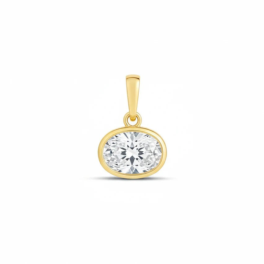 Dije Oval Ice Bezel Charm - Dorado