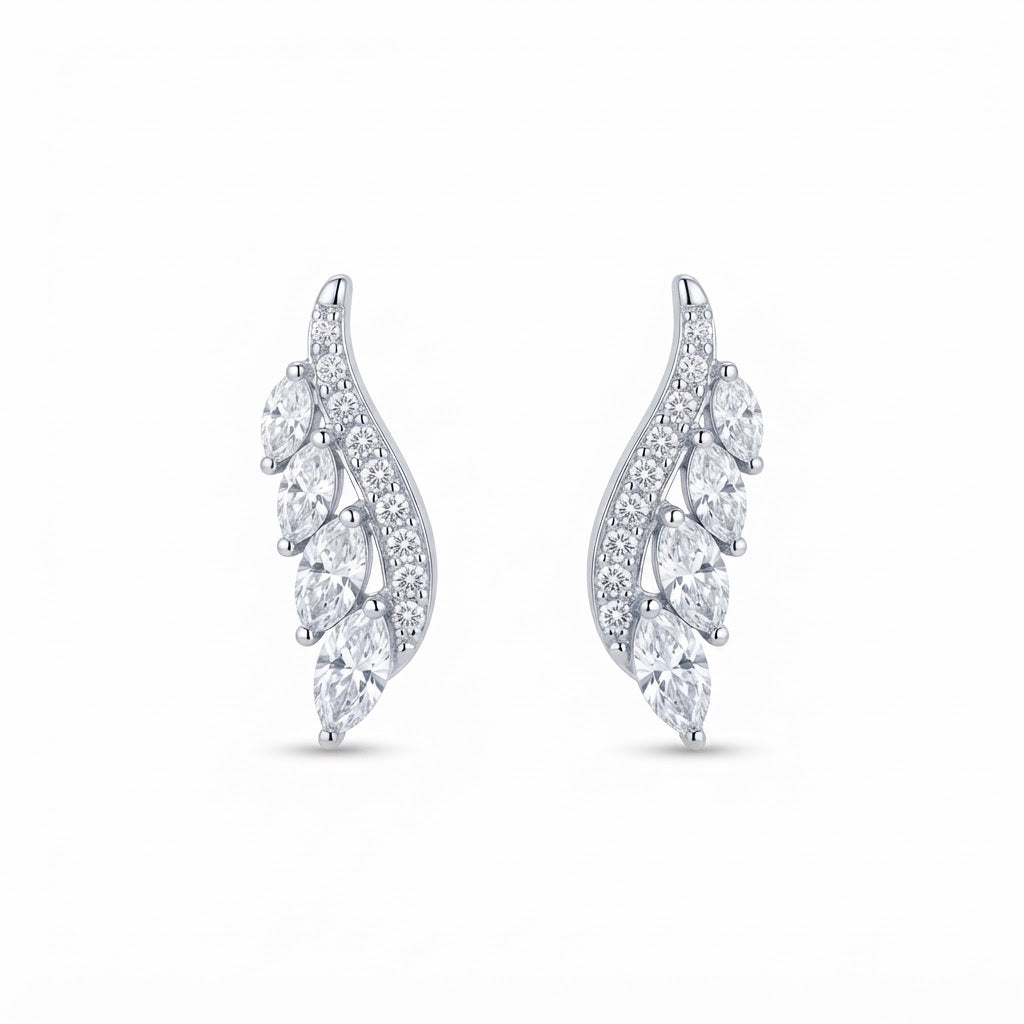Aretes Plata Ala 4 Zirconias Degradé
