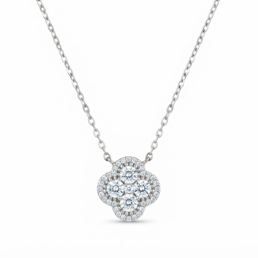 Juego Flor Van Cleef - Plata / Zirconias