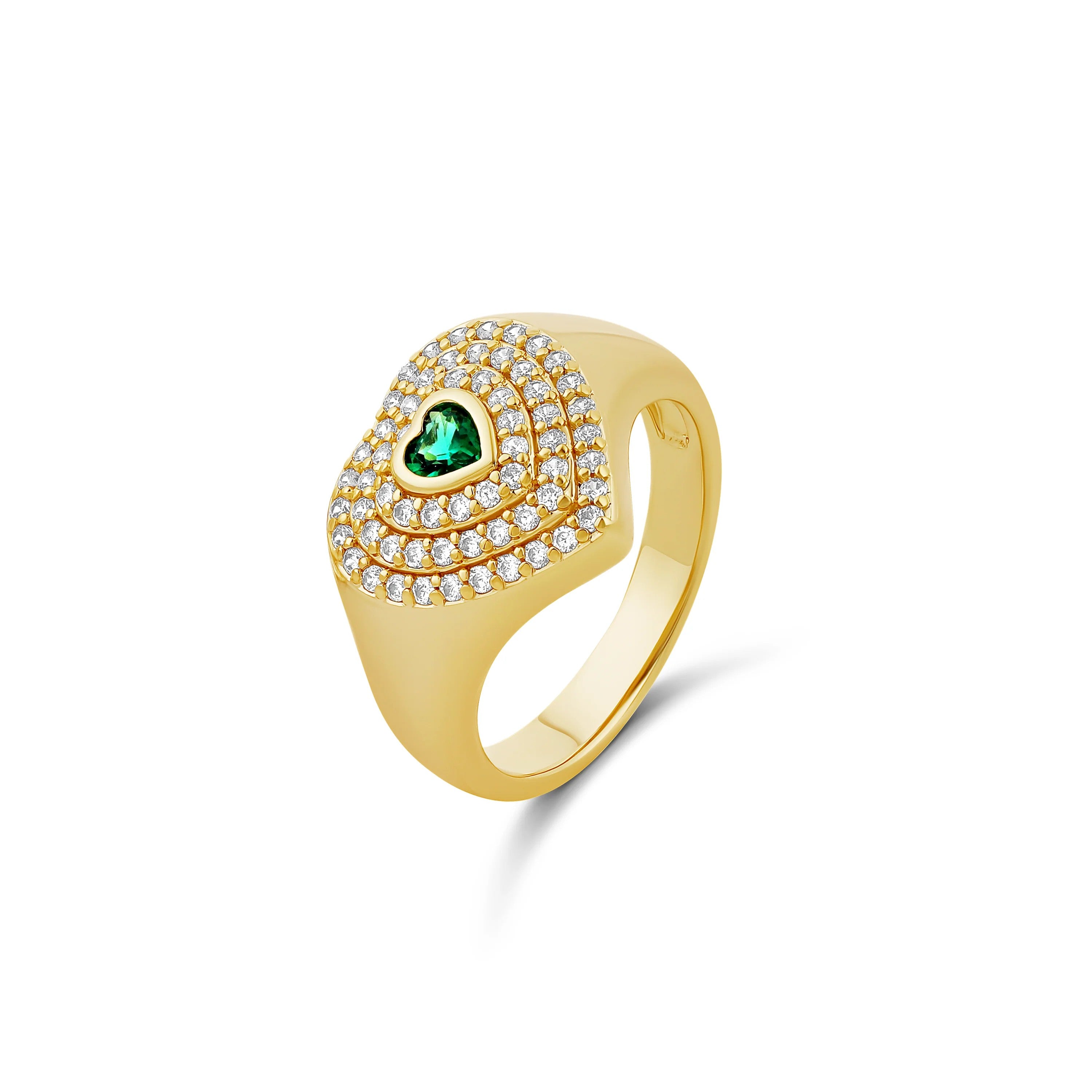Anillo Dorado Aura Heart - Esmeralda