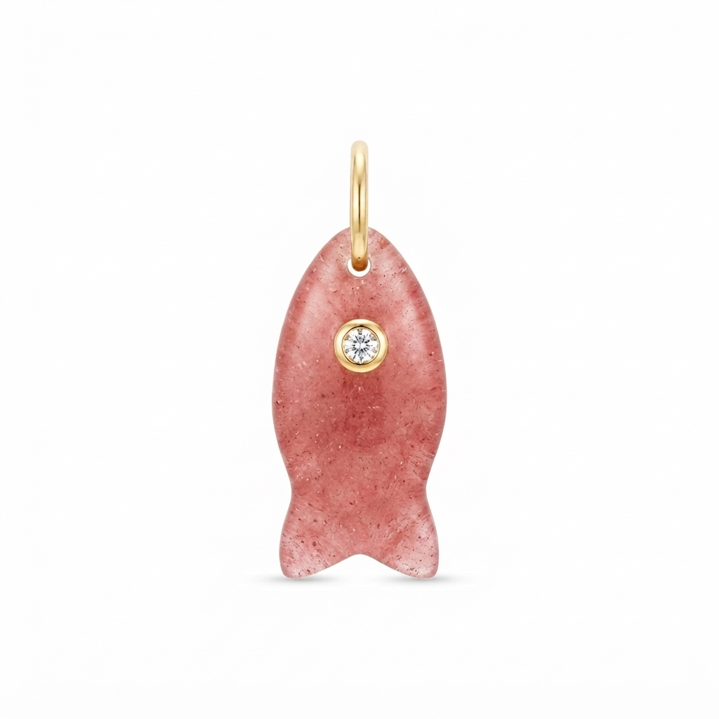Dije Dorado Little Fish - Rosa Claro
