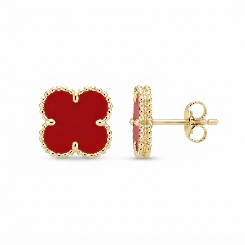 Aretes Van Cleef Mediano - Dorado / Rojo