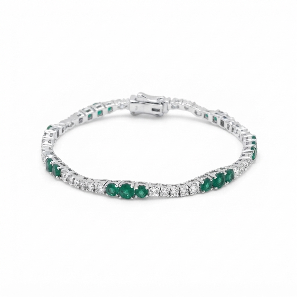 Pulsera Plata Zirconia 3 Degradé | Esmeralda