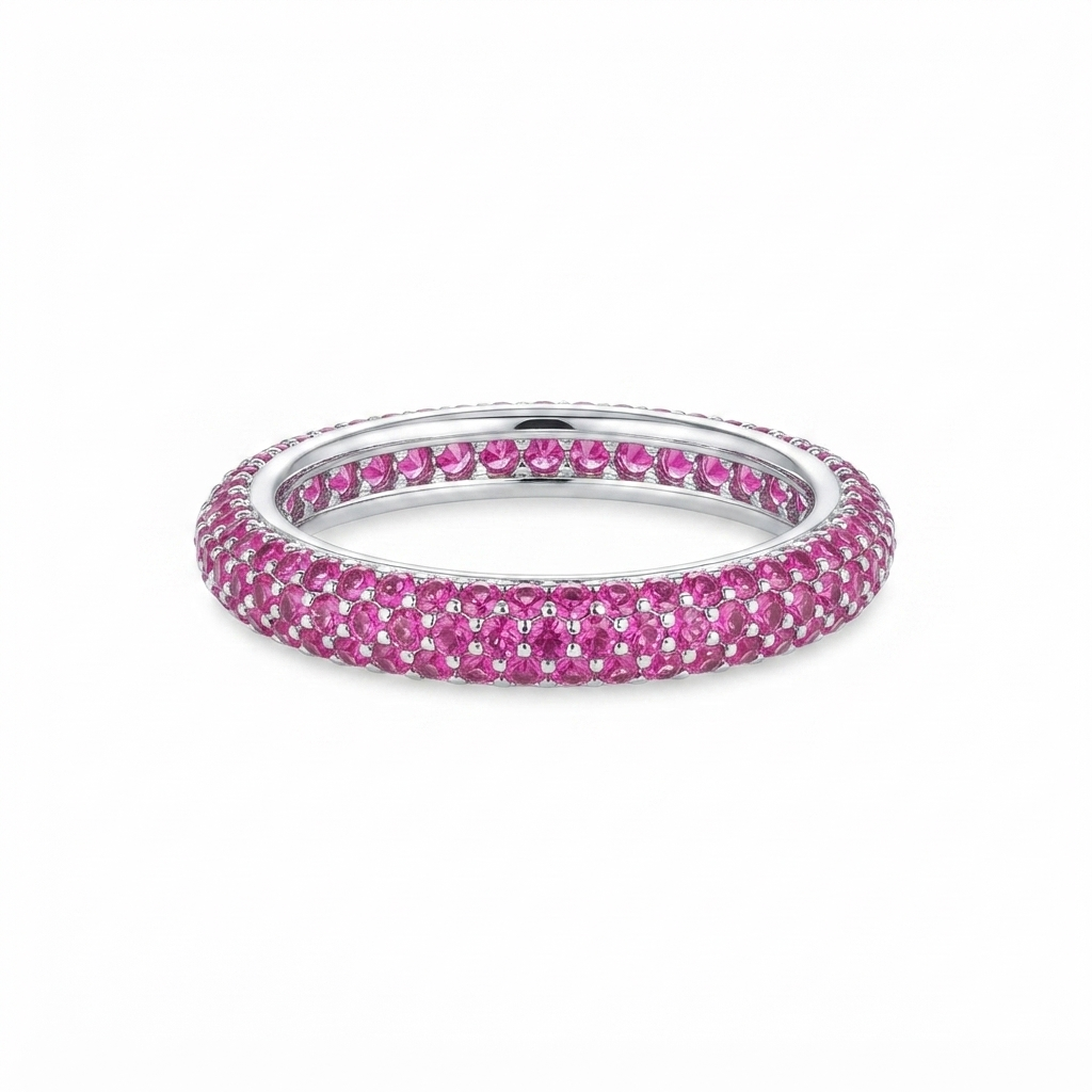 Churumbela Plata 3 Líneas Redondas - Rubí