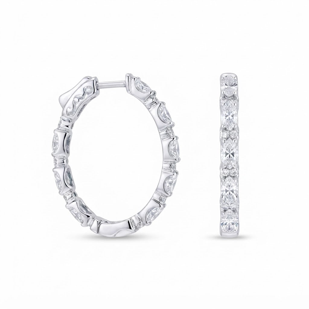 Arracadas Plata 2 Minis 1 Óvalo Zirconia