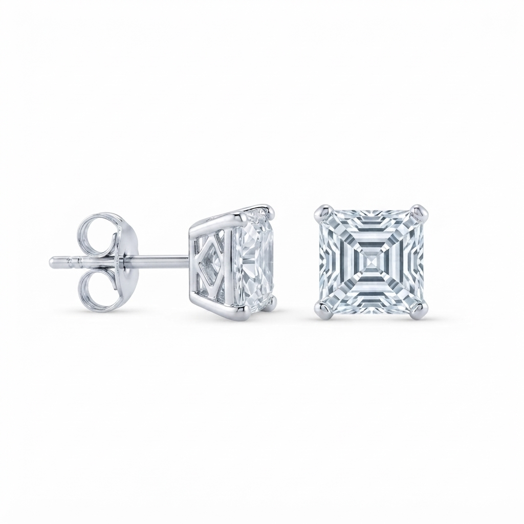 Aretes Plata Cuadro Zirconia 4.5 mm